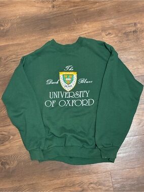 Vintage 80s Oxford University Crewneck Sweatshirt Men’s XL Screen Stars Green